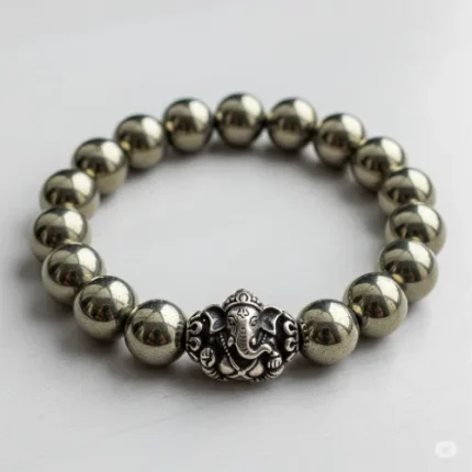 Raw Pyrite Bracelet with Ganesh Bead