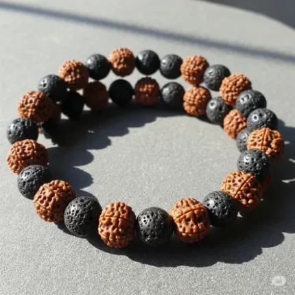 Divine Rudraksha Bracelet with Lava Stone