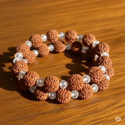 Product Name: Kashi Siddh 5 Mukhi Rudraksha Bracelet With White Crystals