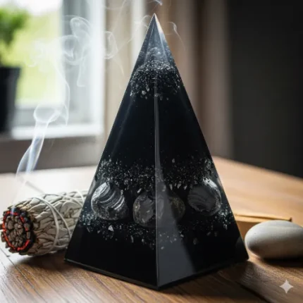 Black Obsidian Resin Pyramid