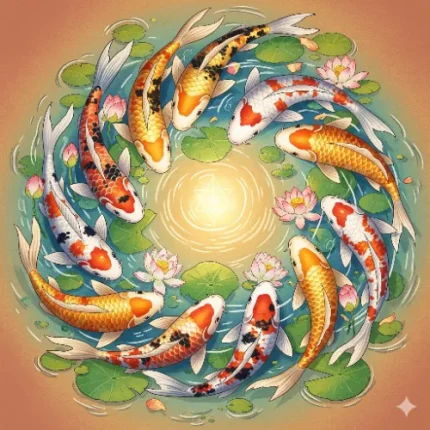 Prosperity & Wealth Vastu Painting – Koi Fish (Eight or Nine Fishes)