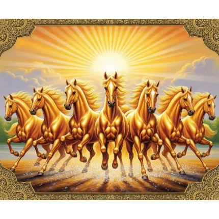 Prosperity & Wealth Vastu Painting – Golden Horses Running Forward