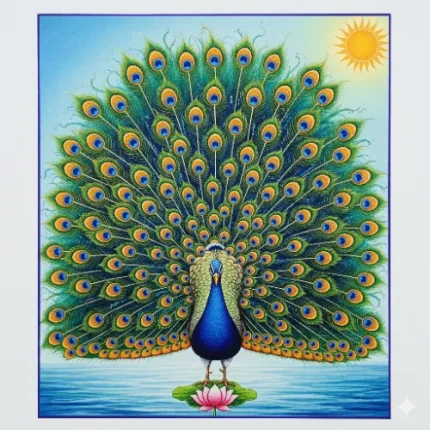Health & Harmony Vastu Painting – Peacock with Open Feathers