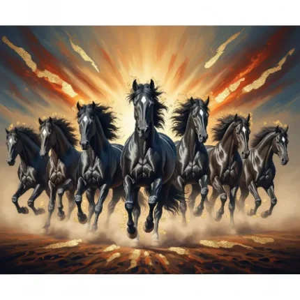 Career & Business Success Vastu Painting – Running Black Horses