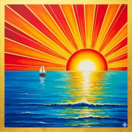 Career & Business Success Vastu Painting – Rising Sun over Ocean