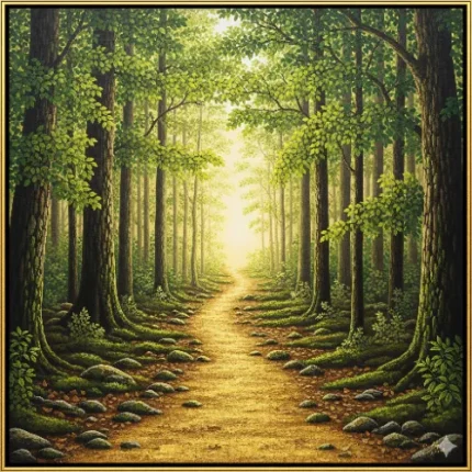 Career & Business Success Vastu Painting – Golden Pathway in Forest
