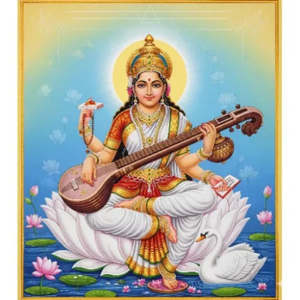 Peace & Positivity Vastu Painting – Goddess Saraswati with Veena