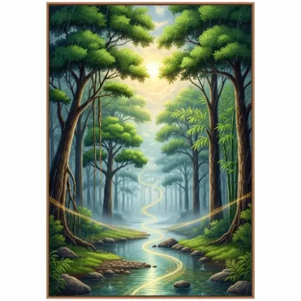 Nature & Element Balancing Vastu Painting – Rainfall in Forest