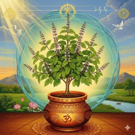Nature & Element Balancing Vastu Painting – Sacred Tulsi Plant