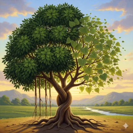 Nature & Element Balancing Vastu Painting – Banyan & Peepal Tree Together