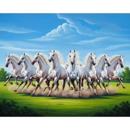 Animals Symbolizing Energy Vastu Painting – White Horses Running