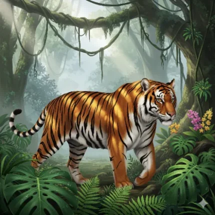 Animals Symbolizing Energy Vastu Painting – Tiger in Natural Jungle