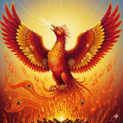 Animals Symbolizing Energy Vastu Painting – Phoenix Bird Rising