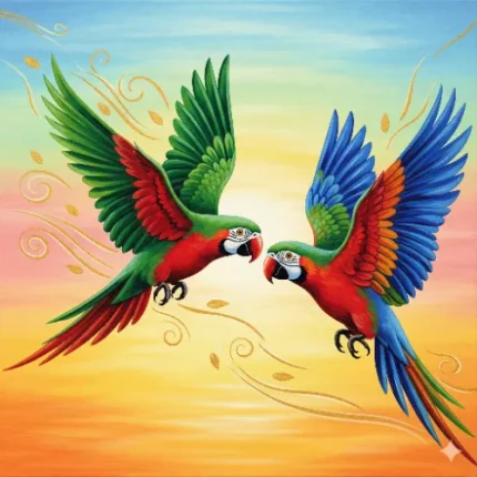 Animals Symbolizing Energy Vastu Painting – Parrots Flying