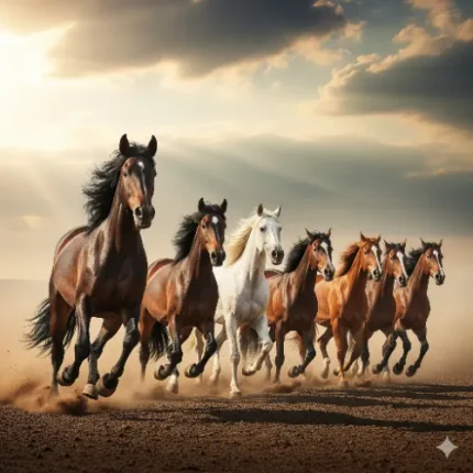 Special Vastu Remedies Painting – Running Horses for South Wall