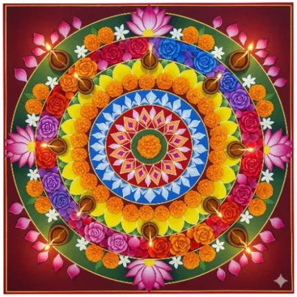 Festival & Cultural Vastu Painting – Diya Rangoli Painting