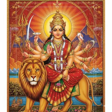Festival & Cultural Vastu Painting – Durga with Lion