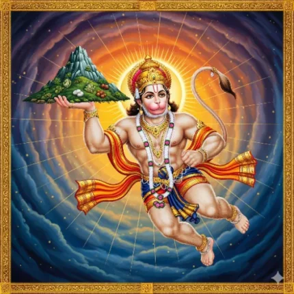 Festival & Cultural Vastu Painting – Hanuman Flying with Mountain