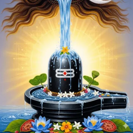 Festival & Cultural Vastu Painting – Shiva Lingam with Ganga