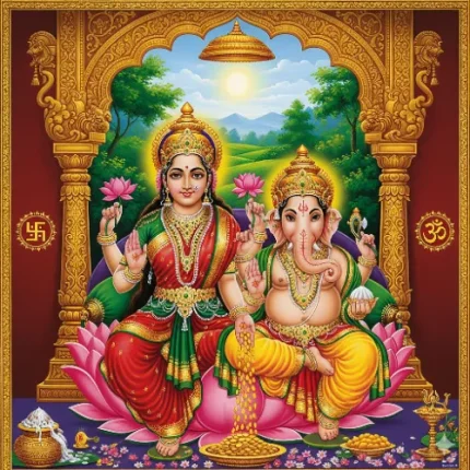 Festival & Cultural Vastu Painting – Lakshmi Ganesha Together