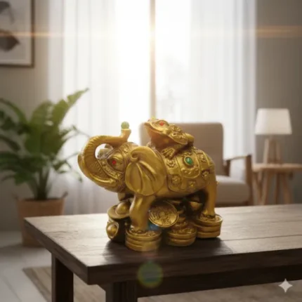 Vastu Feng Shui Money Frog on Elephant – Polyresin