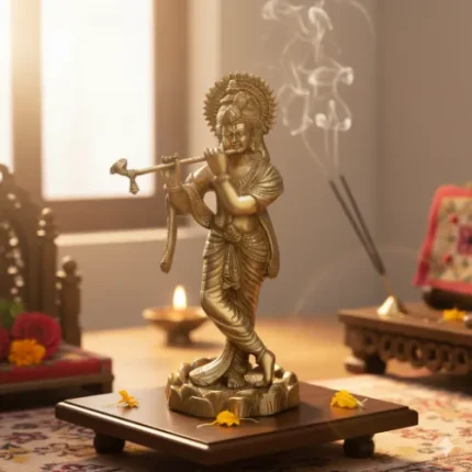 Lord Krishna Brassware Statue – Antique Finish
