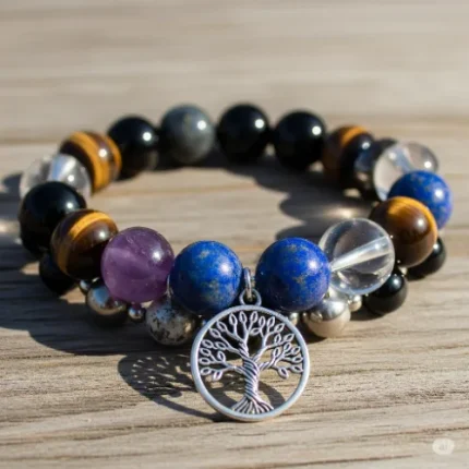 Multi-Protection Bracelet with Pendant – Natural Stones