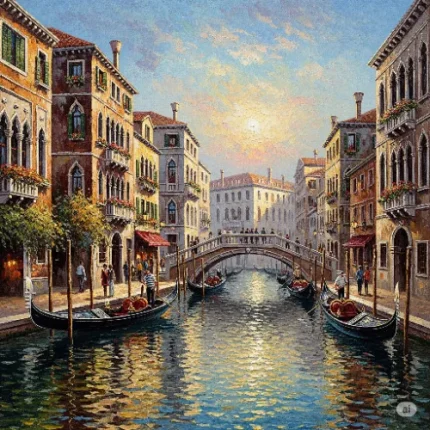 Oil Painting – Venice, Italy Beautiful Canvas Wall Painting – Vastu Compatible