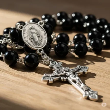 Kale Hakik Ki Mala – Black Agate Rosary