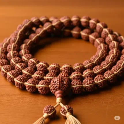 Teen Mukhi Rudraksha Mala – 54+1 Beads (Sacred Spiritual Rosary)