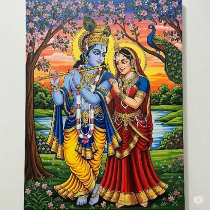 Radha Krishna Canvas Wall Painting – Symbol of Eternal Love, Harmony & Divine Blessings