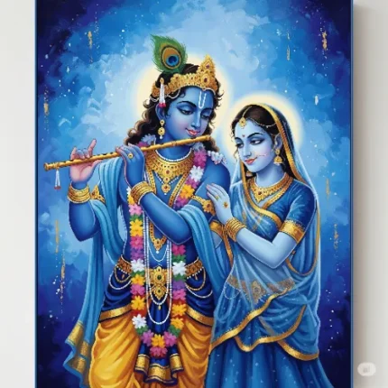Radha Krishna Blue Canvas Wall Painting – Eternal Love, Peace & Divine Energy