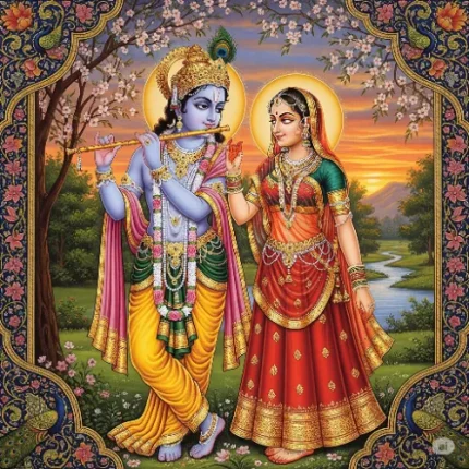 Radha Krishna Multicolor Canvas Wall Painting – Symbol of Eternal Love, Positivity & Harmony