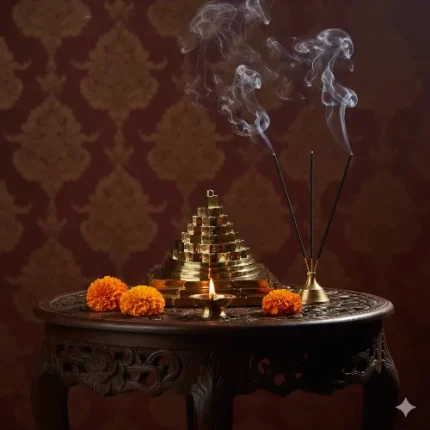 Meru Shree Yantra (Brass-Gold) – The King of Yantras for Wealth, Prosperity & Harmony